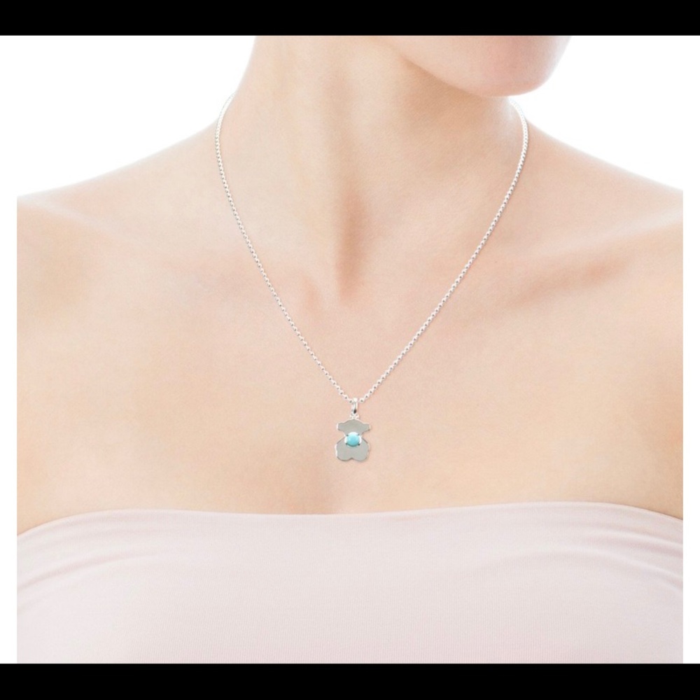 TOUS Super Power Necklace w/ Ceramic TURQUOISE